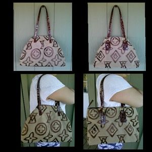 Geometric Shapes Symbols Big Tan & Brown Tote Bag!!!